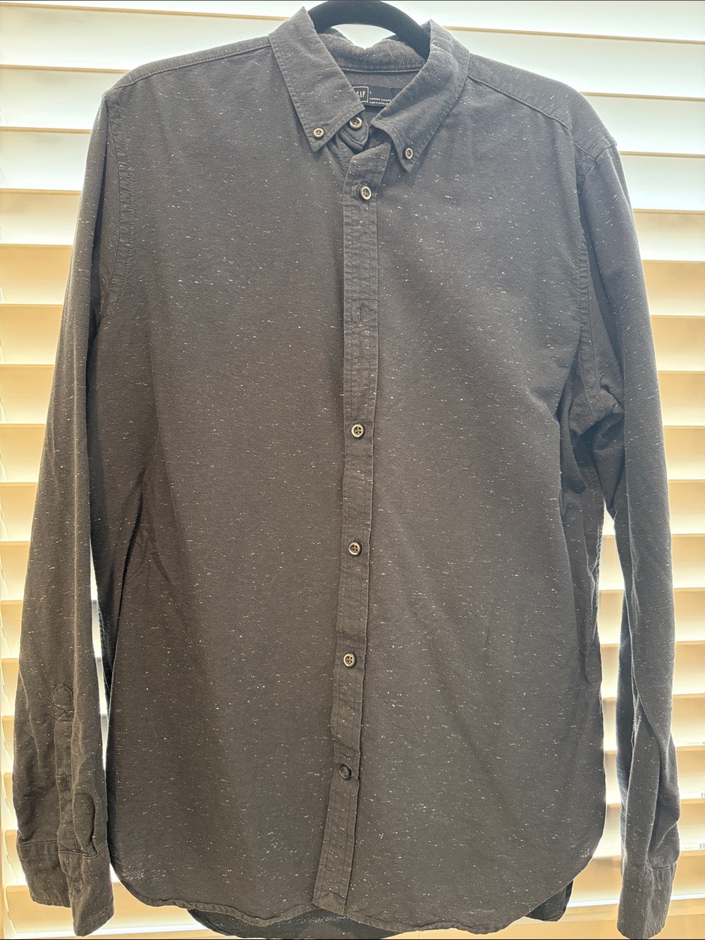 GAP Men's Modern Oxford Blue Speckled Button-Down Shirt Size Large